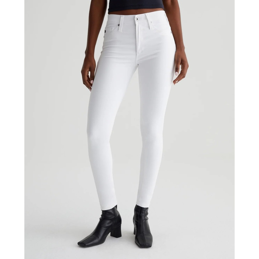 AG Jeans Farrah Skinny Ankle Jean White High-Rise Distressed Raw Hem Size 4 (27)